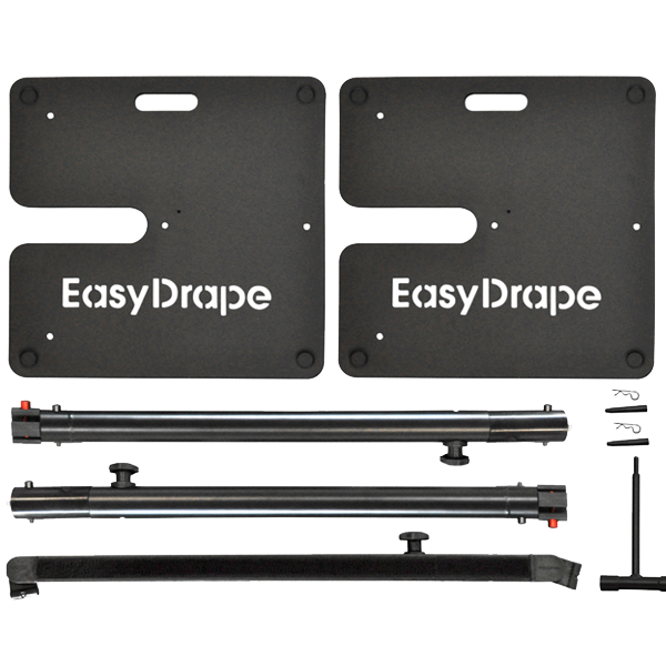 easydrape - Easydrape är ett smidigt system för att montera tyger om man vill täcka in väggar, avgränsa lokaler och liknande. Det är enkelt att hantera, det går snabbt, det blir snyggt och det är billigt.