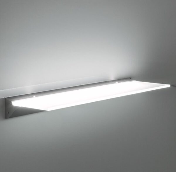 Hylla i glas med LED-belysning